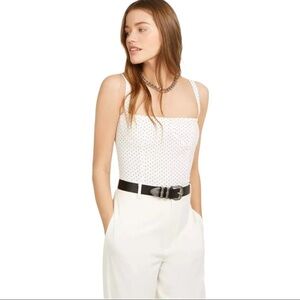 NWT Danielle Bernstein Women's Dot Cropped Tank Top White